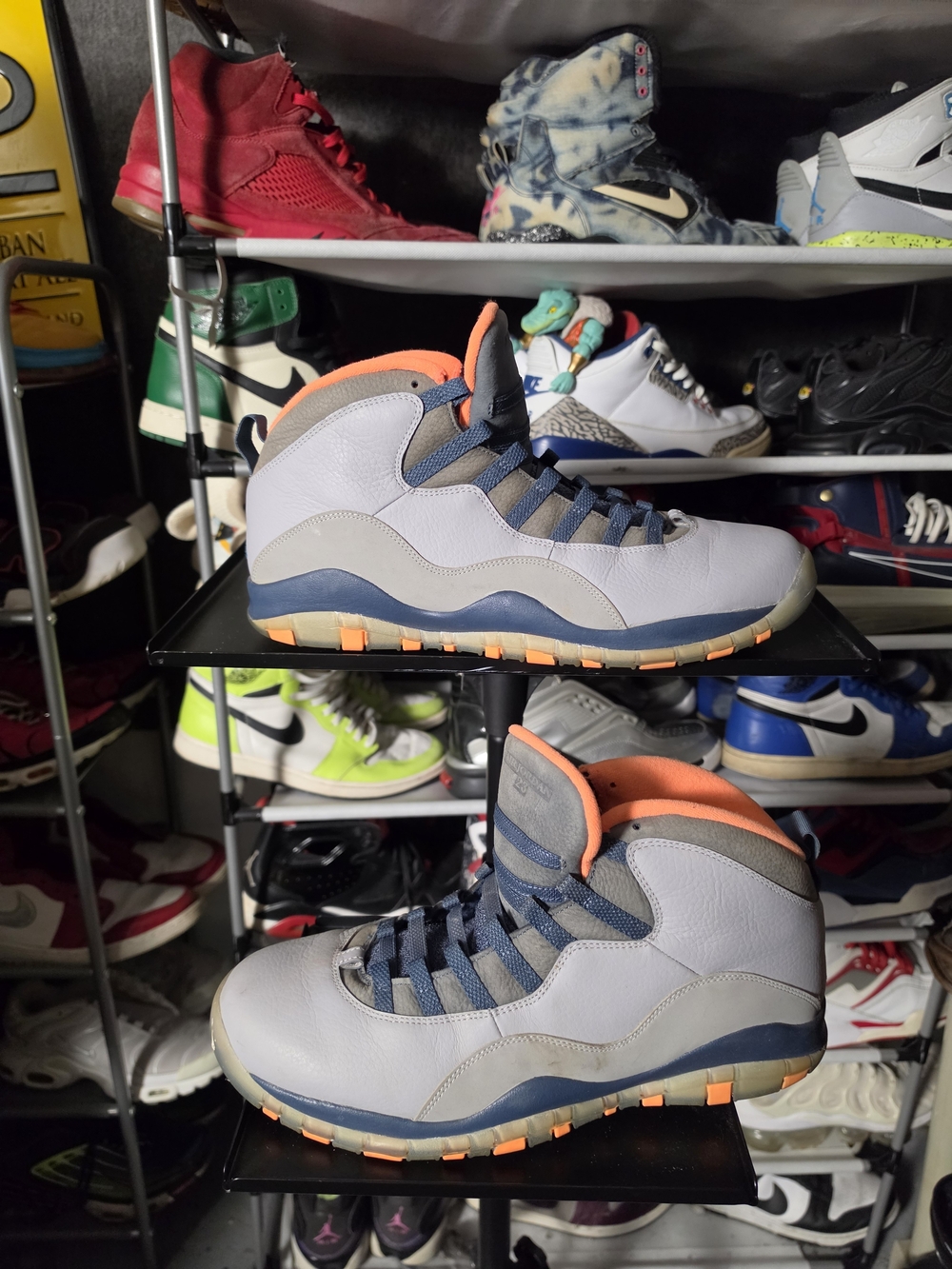 🔥 Nike Men's Jordan 10 Retro Bobcats Orange Size 14 Athletic High-Top Sneakers